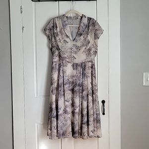 Unique Vintage, Hell Bunny, XL, white and lavender tea dress